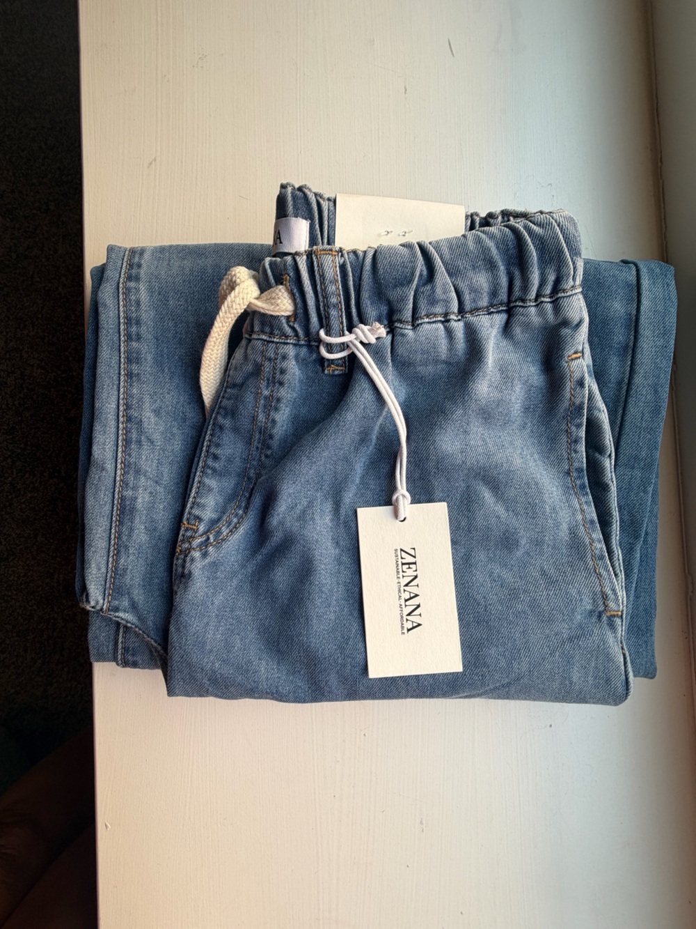 Zenana Wide Leg Denim Jeans in Blue - Picture 4 of 4
